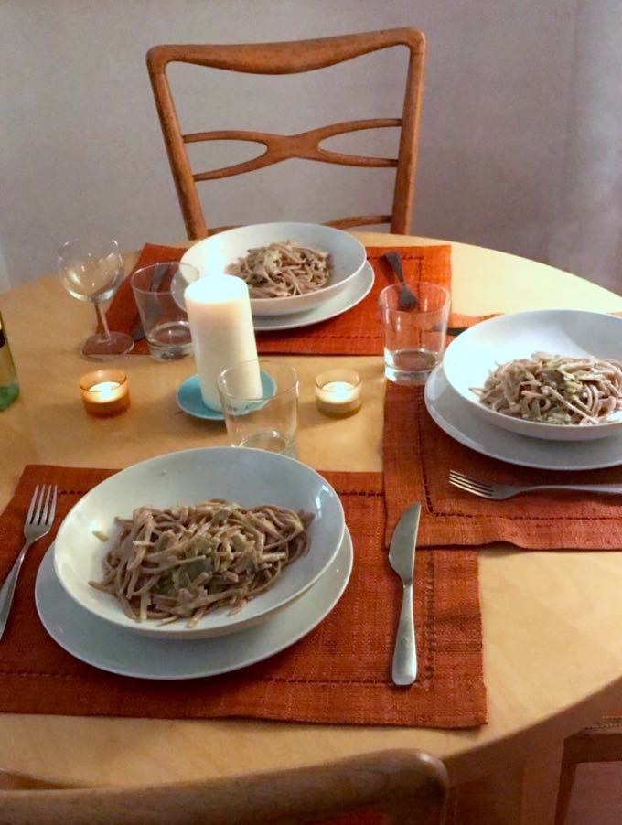 Pasta with Artichokes and Goat Cheese