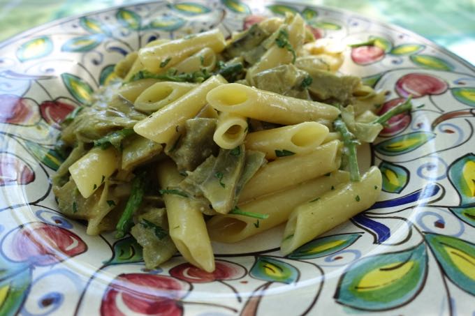 Pasta with Artichokes and Asparagus